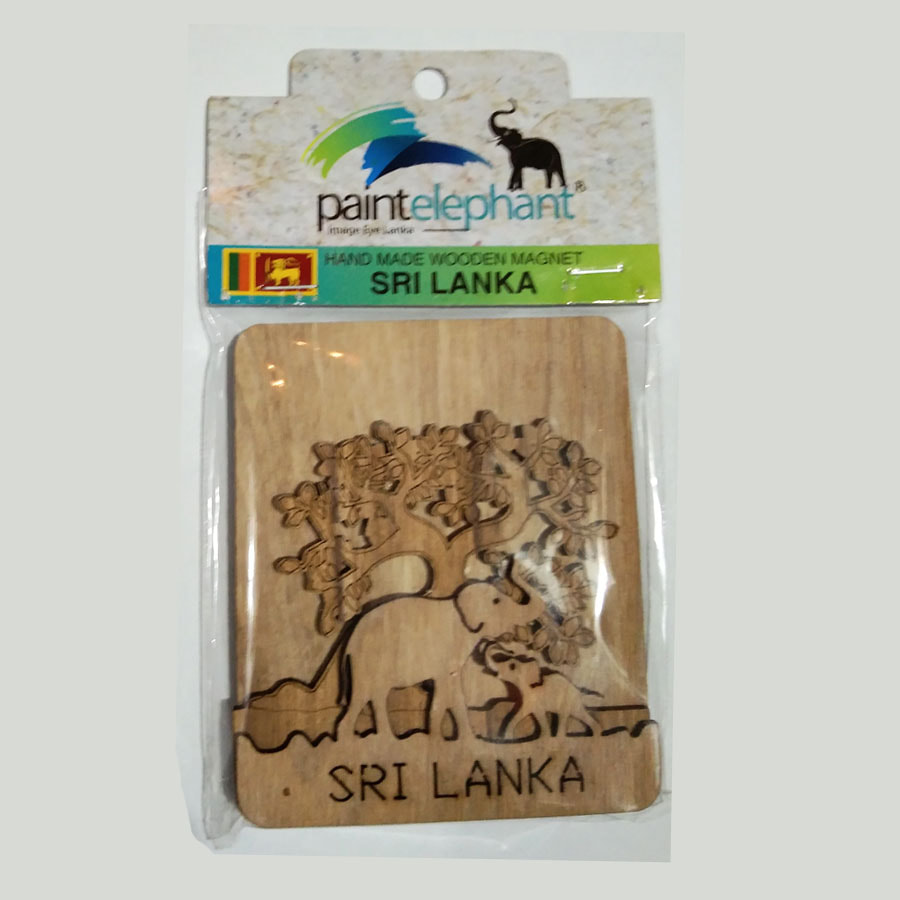 Handmade Wooden Refrigerator Magnet Sri Lanka Elephant Sigirya TukTuk Home Decor